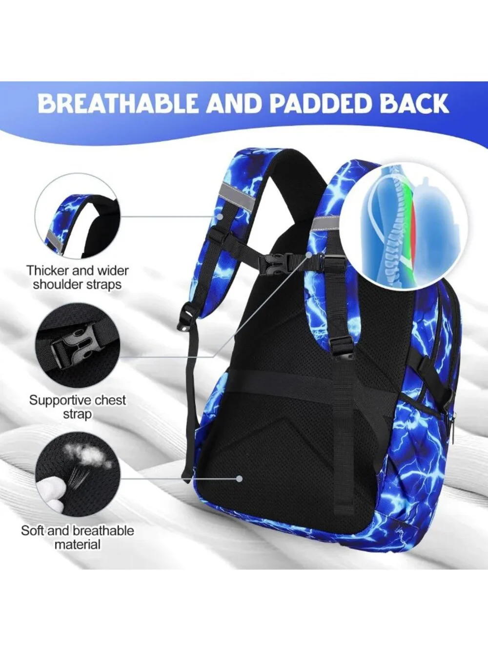 Cool Luminous Shark Backpack Set for Boys with Lunch Box - 4PCS Stylish School
